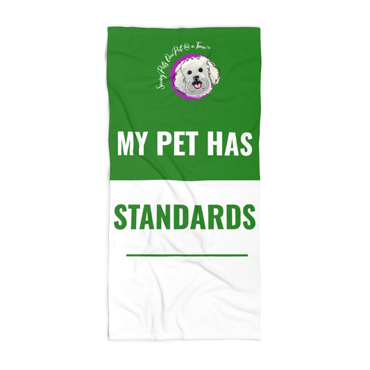 The Properly Lounged — My Pet Has Standards | Pet Parent Beach Towel