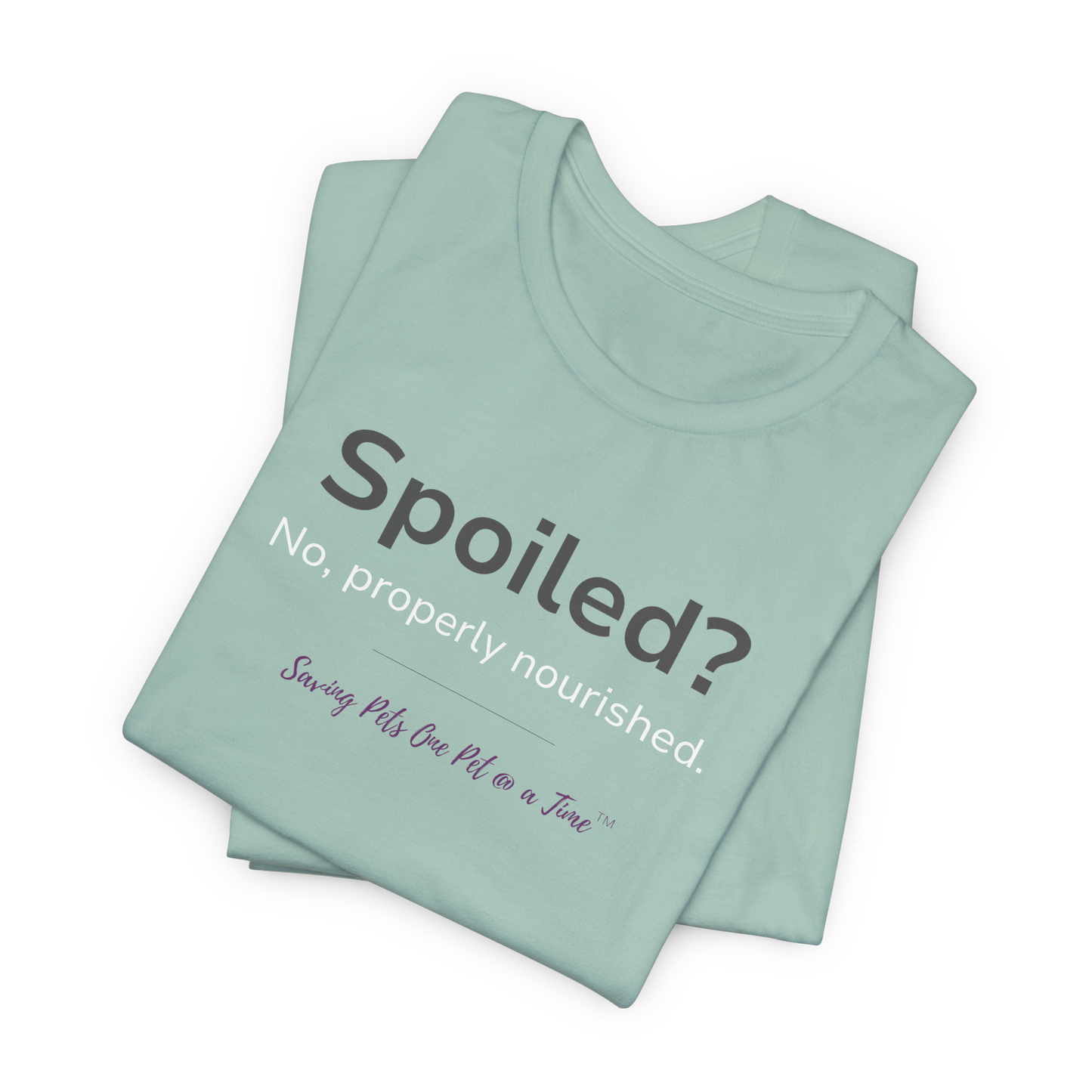 The Nourished Tee | Unisex Pet Parent T-Shirt | Spoiled? No, Properly Nourished.