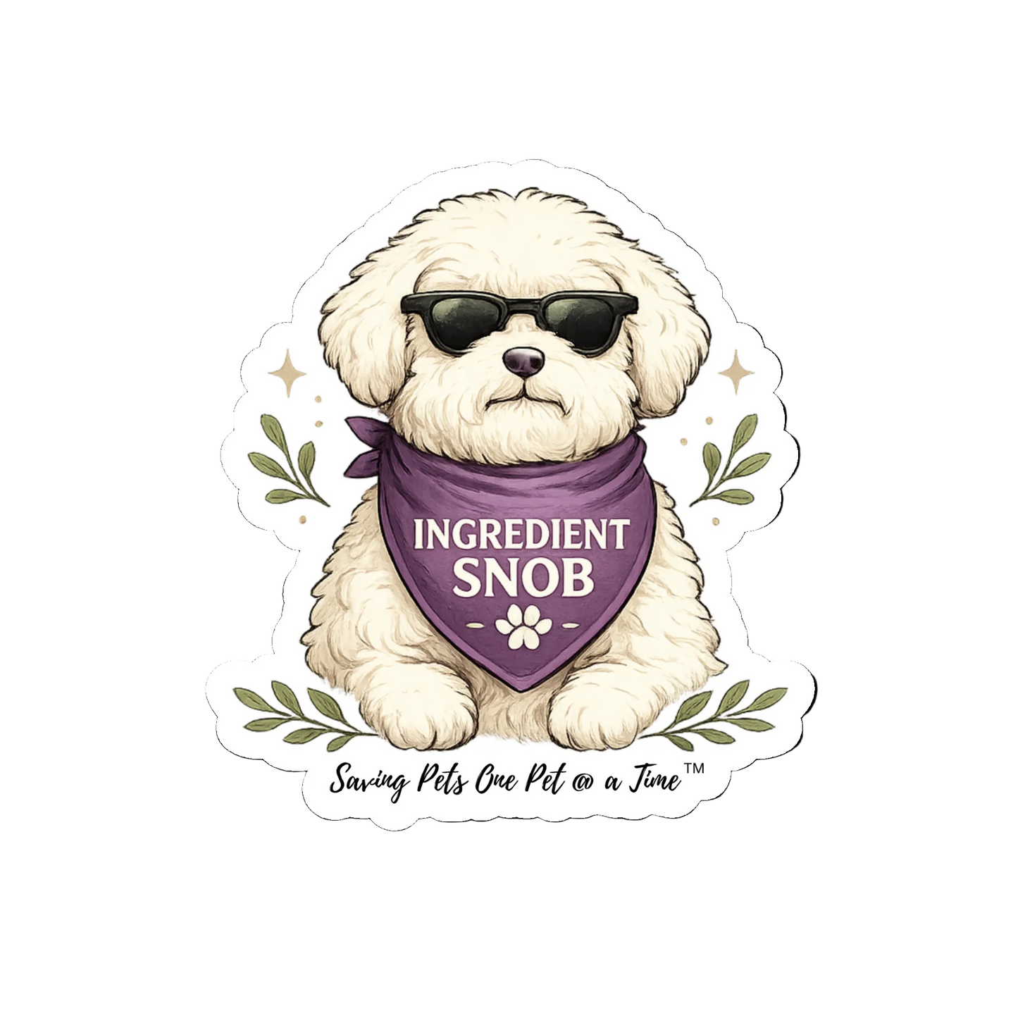 Ingredient Snob Sticker | Waterproof Die-Cut Vinyl | Funny Pet Nutrition Decal