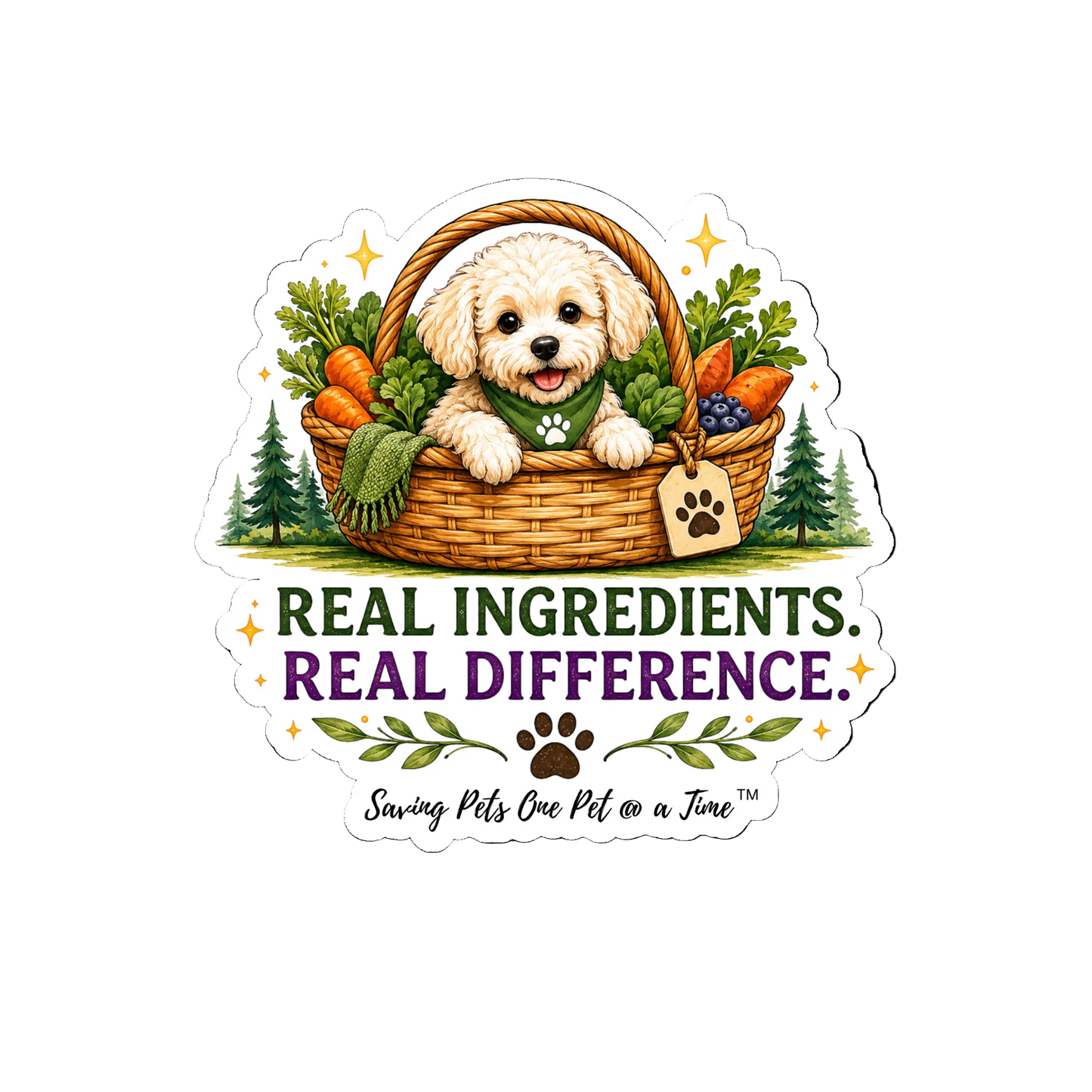 Real Ingredients. Real Difference. Sticker | Waterproof Die-Cut Vinyl | Pet Nutrition Decal
