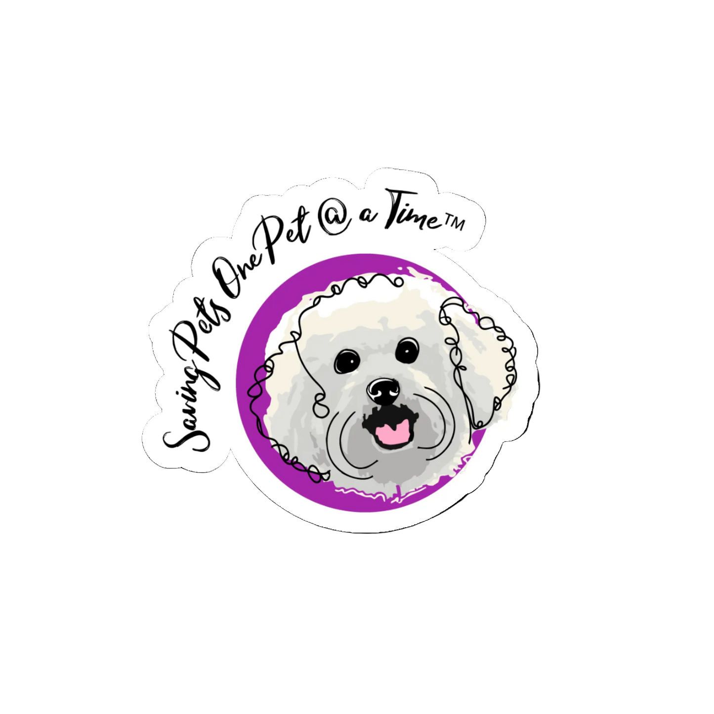 Saving Pets One Pet @ a Time Logo Sticker | Waterproof Die-Cut Vinyl Decal | Pet Wellness
